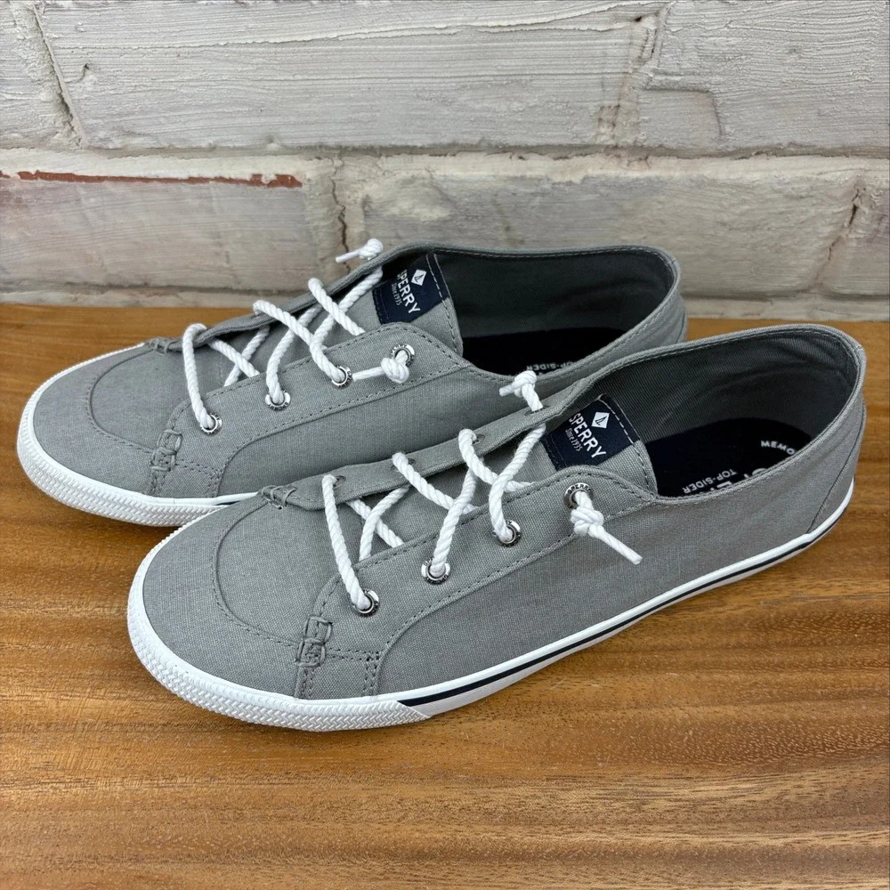 Sperry Lounge Away Women's 8.5 Gray Canvas Boat Shoe Sneakers Clean Girl Sneaker